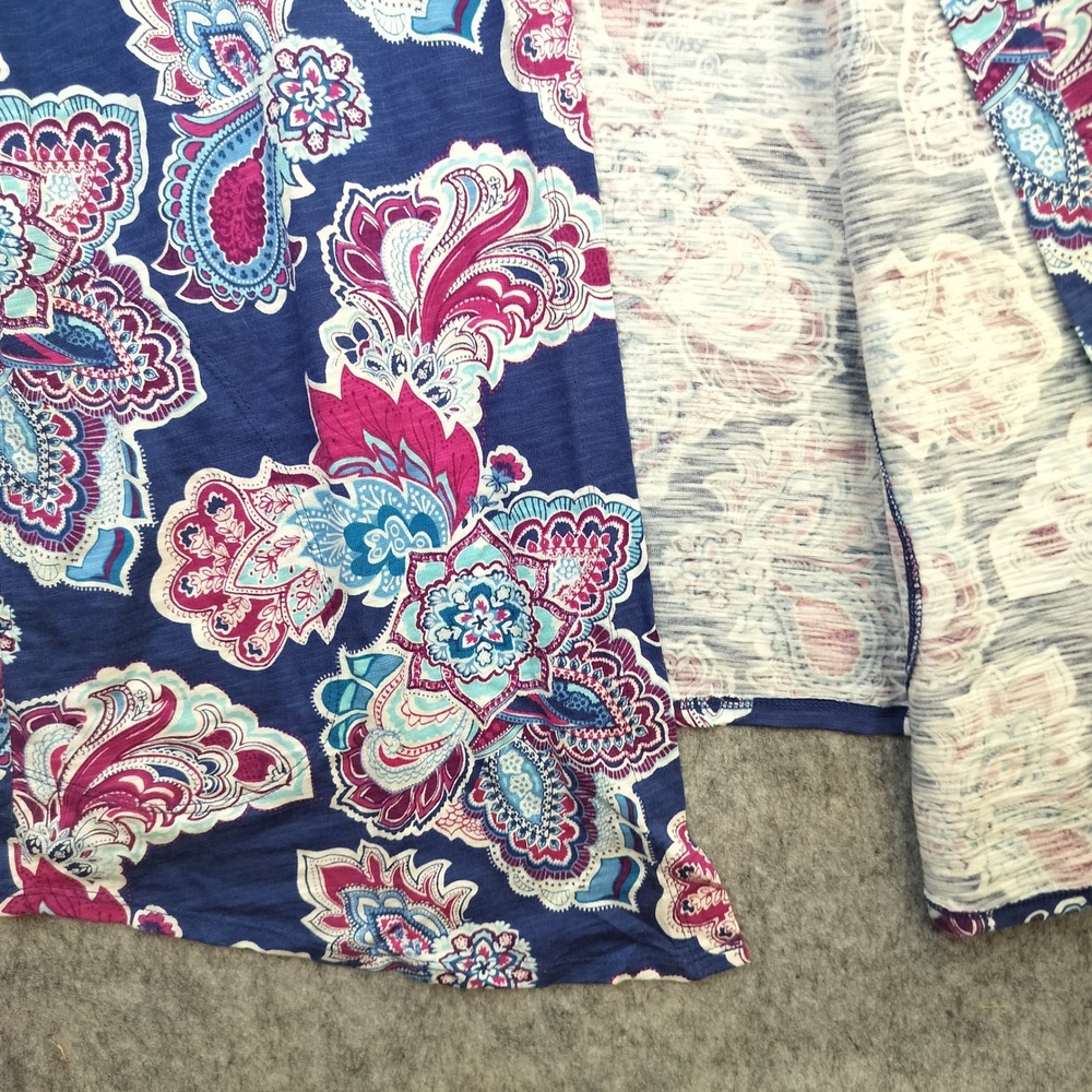 Chico's Ultimate Tee Cardigan Womens Size 1‎ / M Paisley Floral Boho Open Front - Picture 7 of 11
